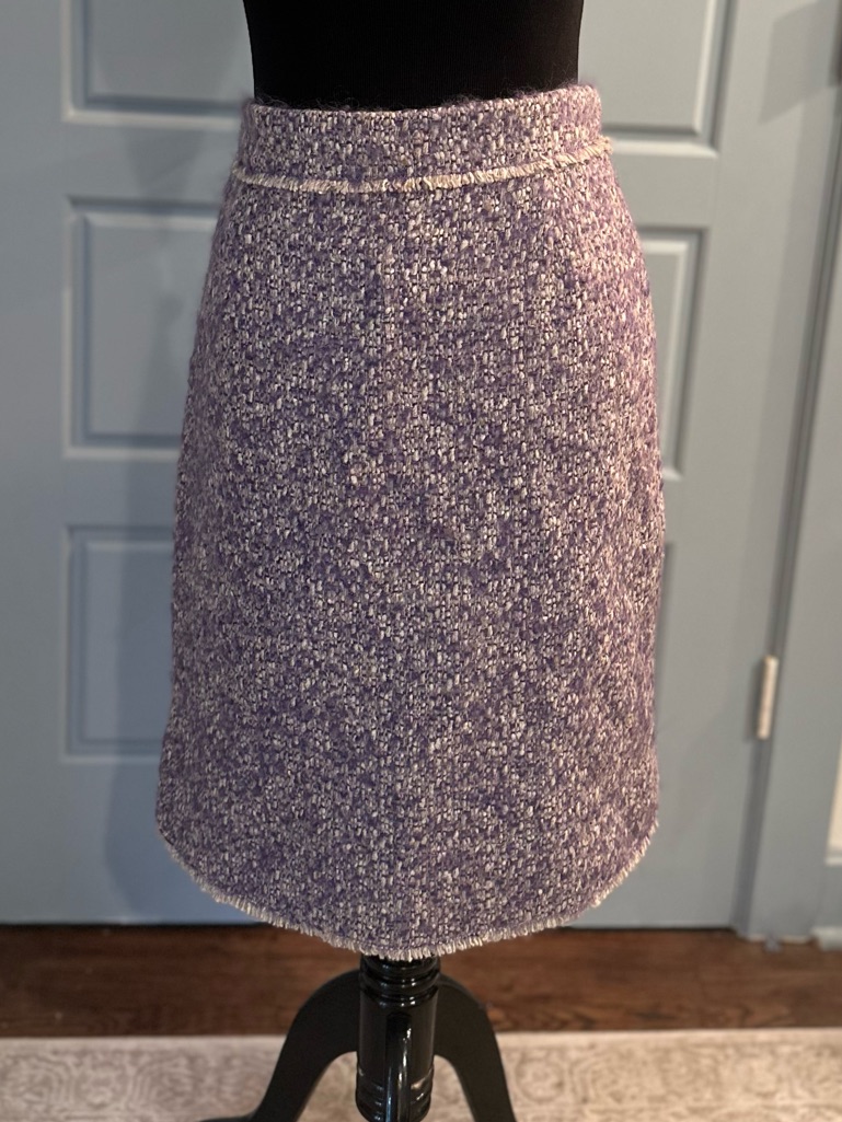 Nwt Carolina Herrera Purple/ Cream Boucl Pencil Skirt: Sz. 14